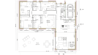 2D floor plan of a house with addition